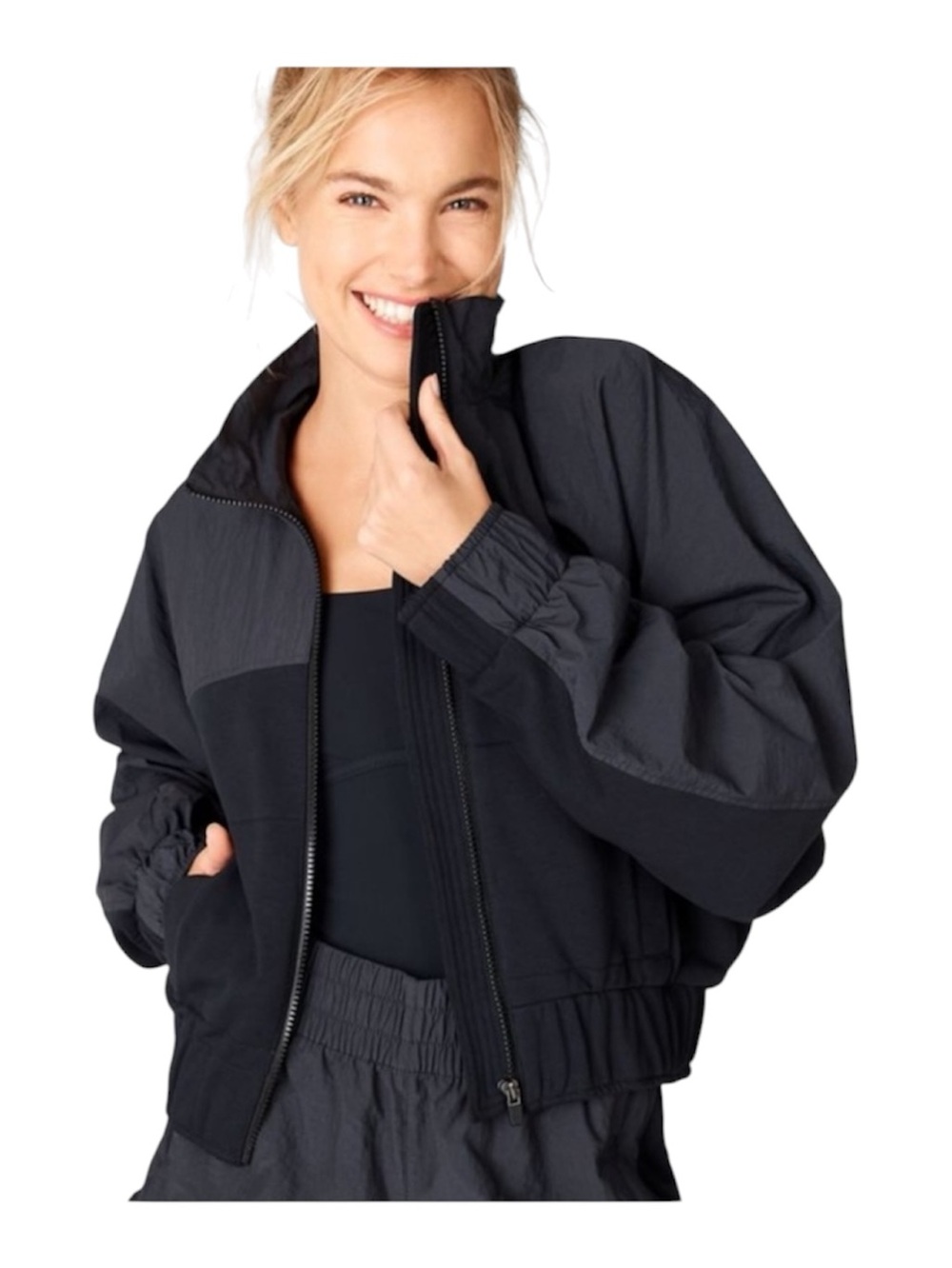 Fabletics  Bobbie Glam Bomber Lightweight Zip-Front Jacket Sz S